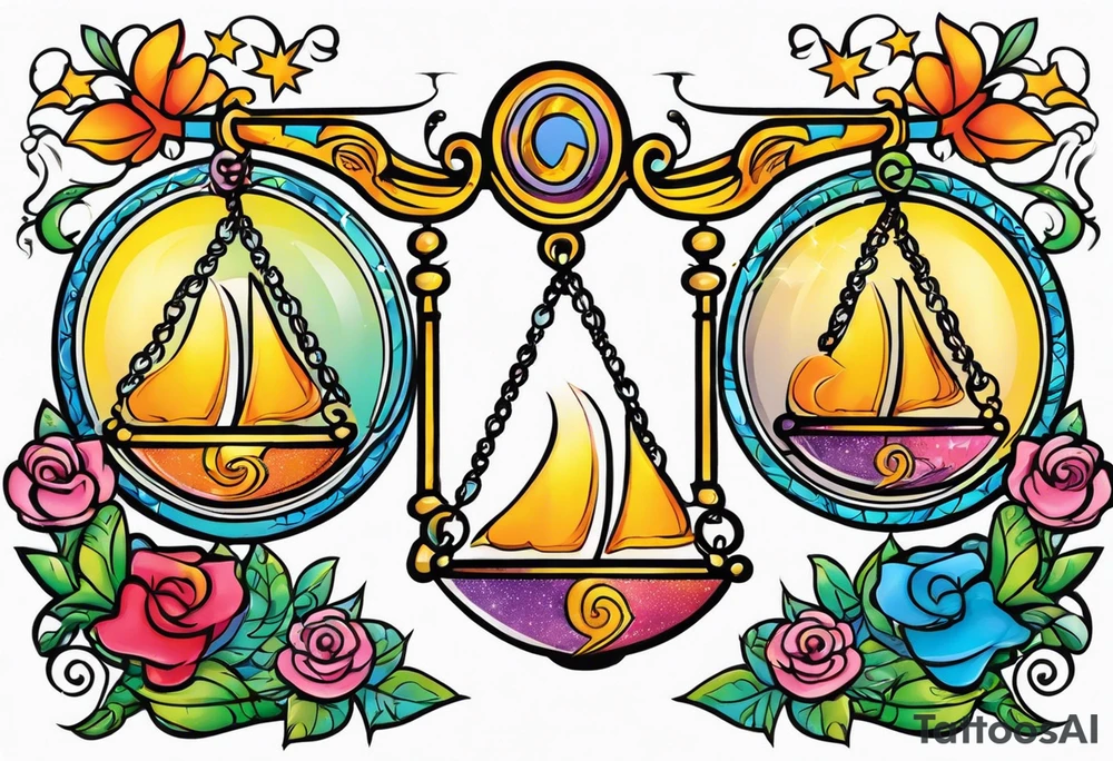 male scorpio, female Sagittarius, libra scales tattoo idea