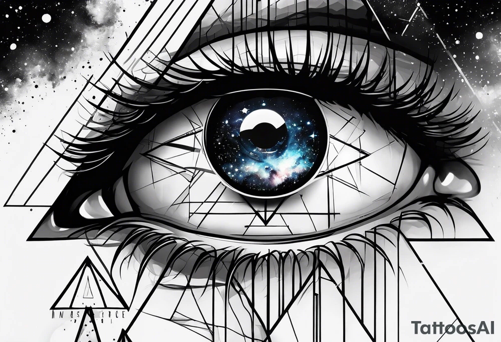 Eye inside a triangle inside a galaxy tattoo idea