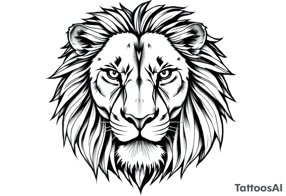powerful majestic lion, close-up tattoo idea