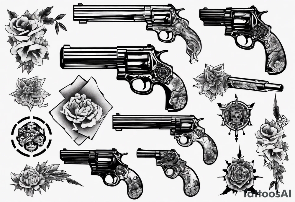 gun with blood tattoo idea