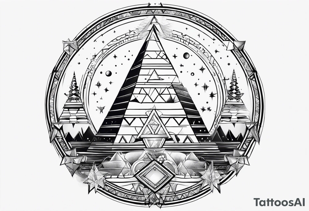Aquarius constellation with pyramids tattoo idea
