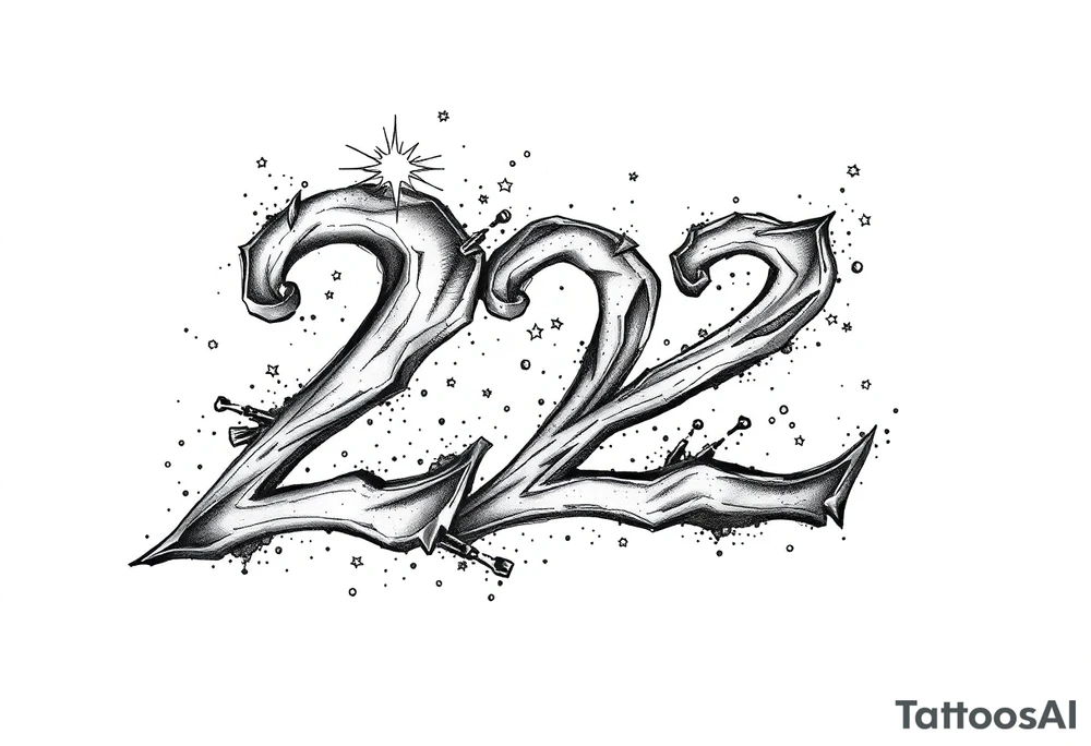 number 222 with stardust tattoo idea