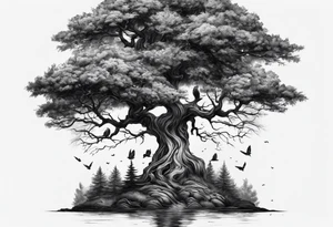 Andrea Rogge art tattoo, where two people overflow into a tree tattoo idea