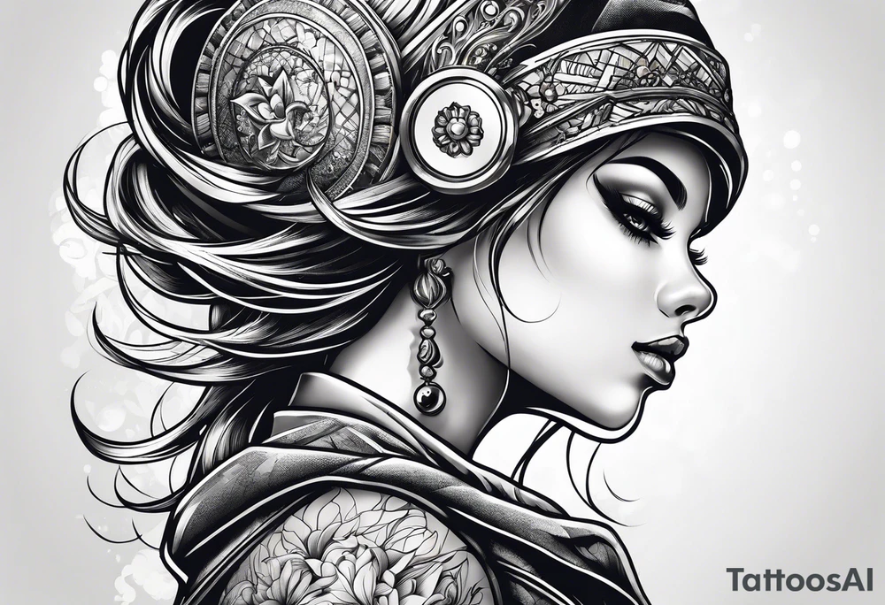 Roller skating girl tattoo idea