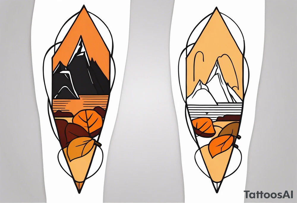 knee tattoo in fall color masculine design with no faces tattoo idea