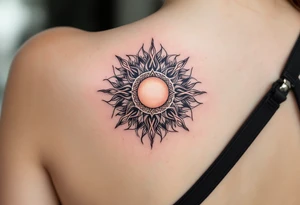 The soft blending of rose gold and black in this Celtic sun creates a feminine and fierce energy. tattoo idea