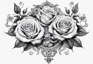 filagree chest tattoo. roses tattoo idea