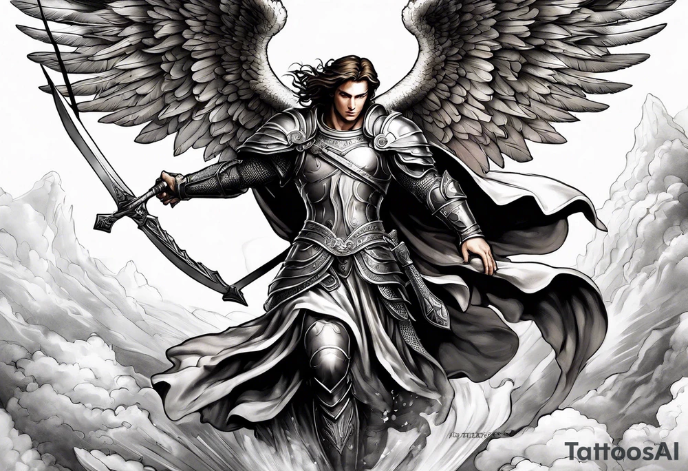 Michael the Archangel defeating evil tattoo idea