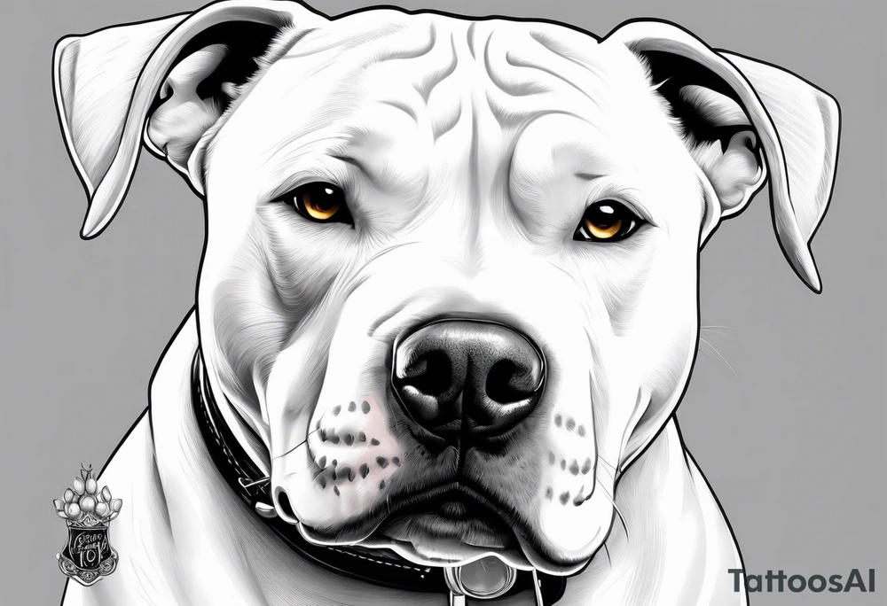 white pitbull pointed ears, paw tattoo idea
