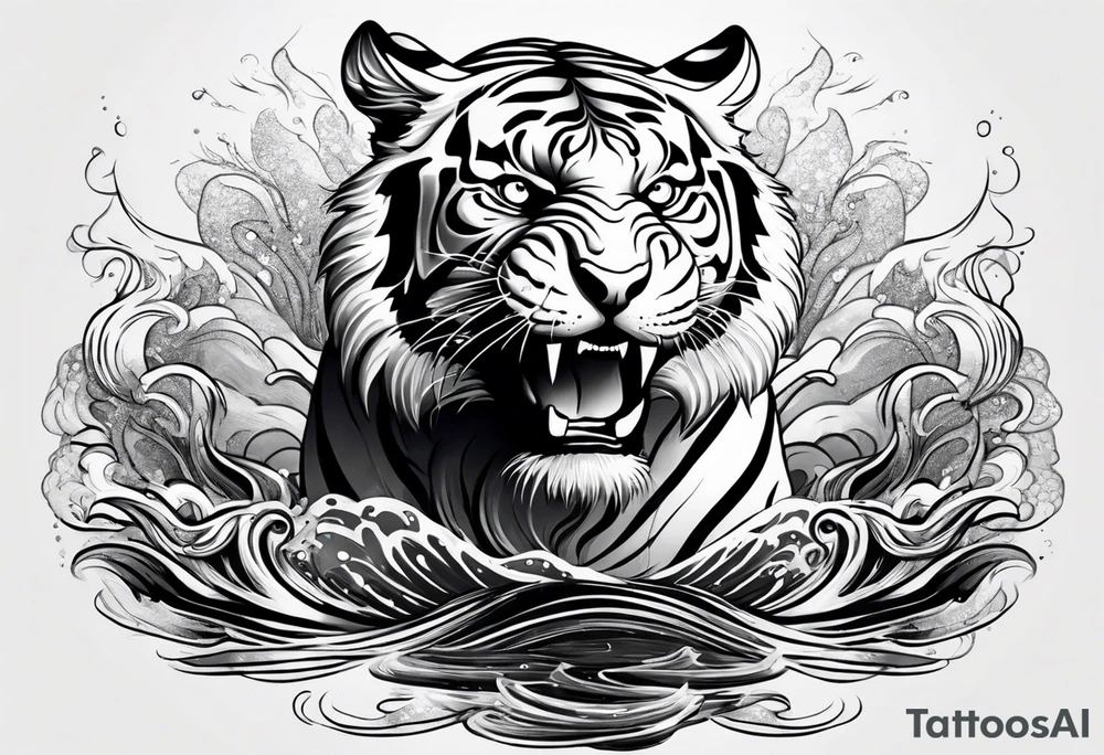 Tiger in water tattoo idea