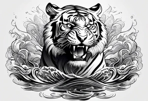 Tiger in water tattoo idea