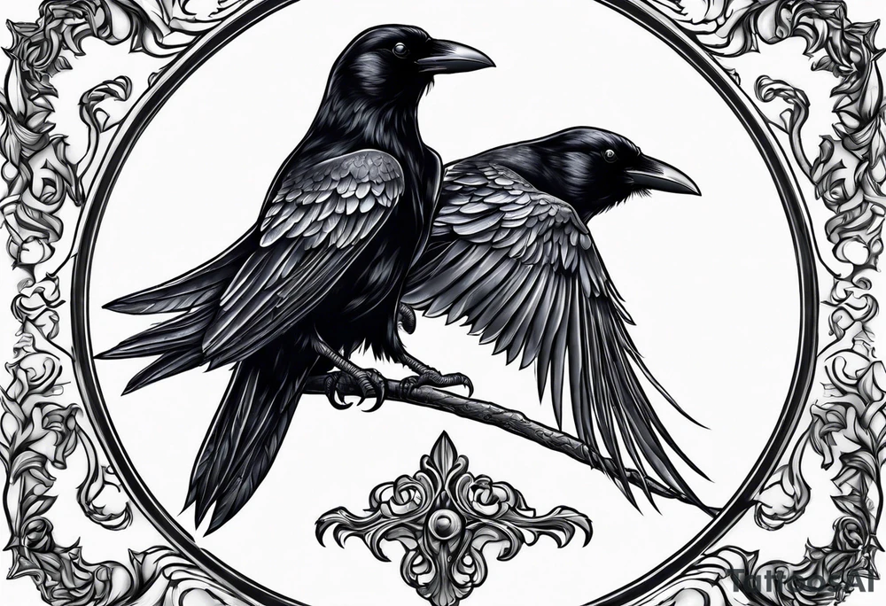 Spooky emo girl raven tattoo idea