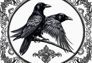 Spooky emo girl raven tattoo idea