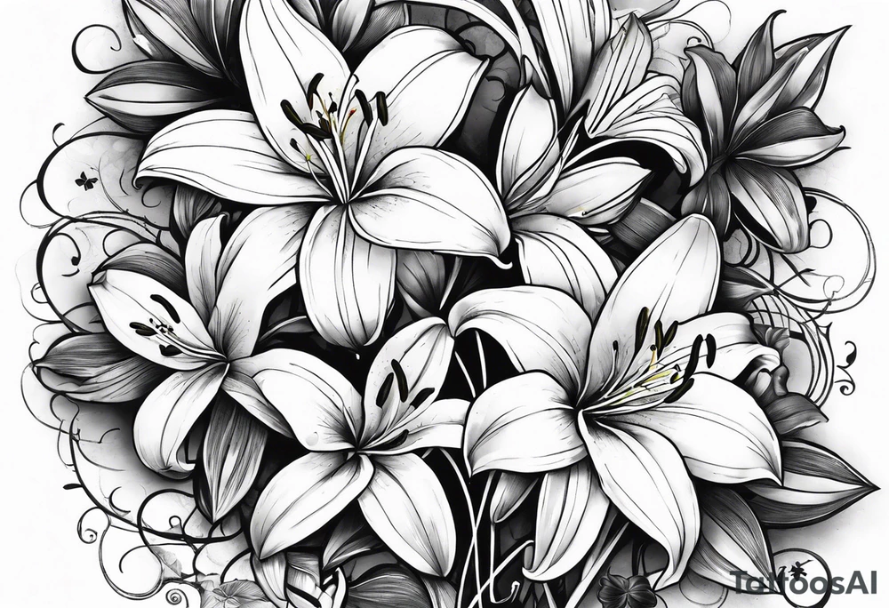 Lily flowers with Clover leaf card a cross tattoo idea