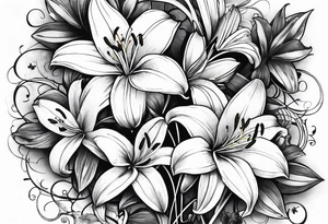 Lily flowers with Clover leaf card a cross tattoo idea