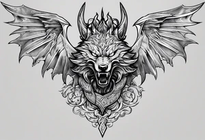 Valhalla sword dragon wolf tattoo idea