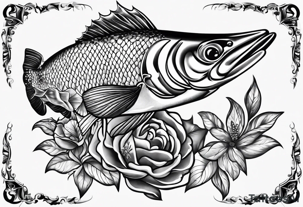 brochet saut bouche ouverte tattoo idea