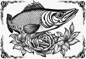 brochet saut bouche ouverte tattoo idea