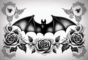 bat and rose tattoo idea