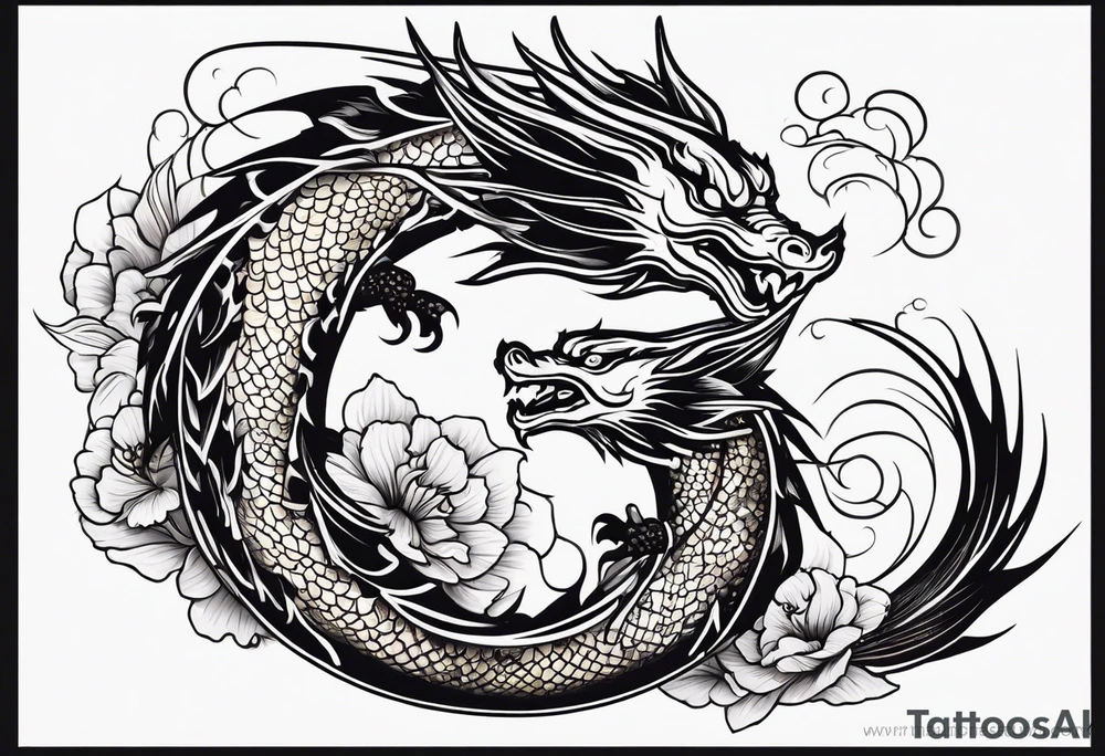 I want a dragon tattoo In gold and black for the story of koi fish tattoo tattoo idea