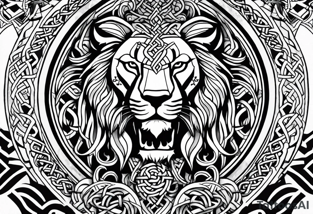 Celtic, Nordic, arm sleeve, lion, tiger, Vikings tattoo idea Celtic, Nordic, arm sleeve, lion, tiger, Vikings tattoo idea