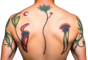carnivorous plants neck, chest, back, and arm sleeves
I want these spots covered in these plants, ranging from venus fly traps to others tattoo idea