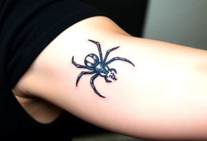 Black widow Spider crawling down sideways with the letter Y on the body of the spider tattoo idea
