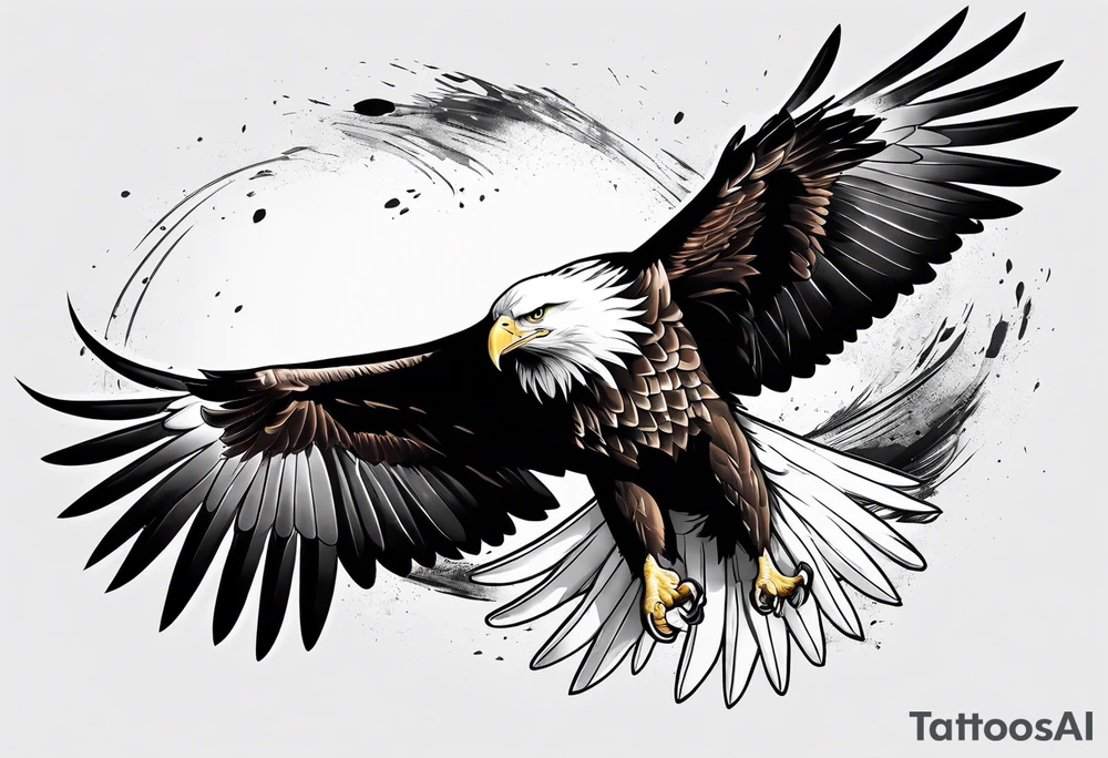 An eagle flying straight with wings out, no legs showing tattoo idea
