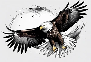 An eagle flying straight with wings out, no legs showing tattoo idea