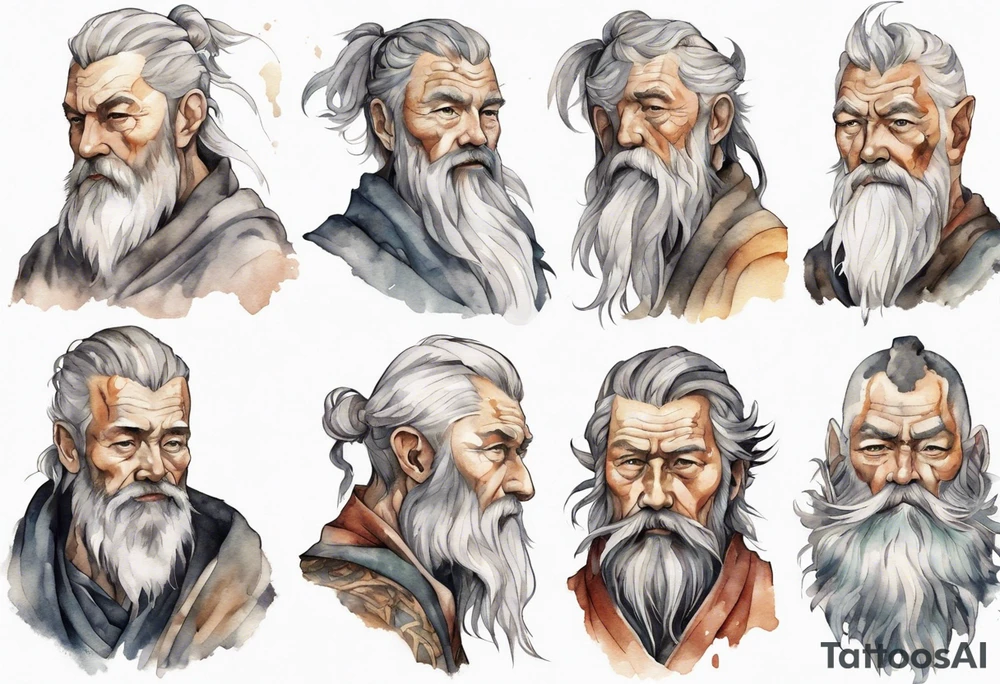 a solitary Norse man with a grey beard tattoo idea