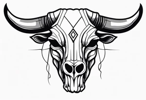 skull of a bull with a line frame, realistic tattoo idea