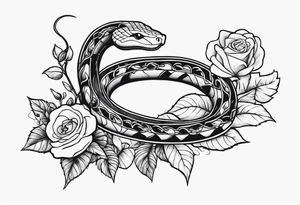 Biblical, snake with roses and vines with thorns rapping around your shoulder to arm tattoo idea