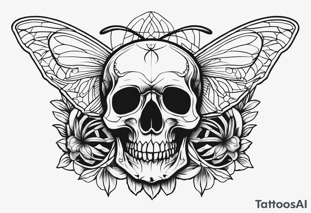 Skull and moth tattoo idea