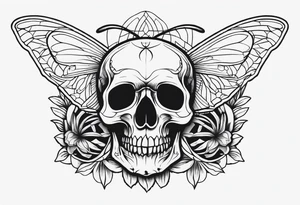 Skull and moth tattoo idea