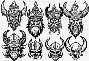 Viking head flames tattoo idea