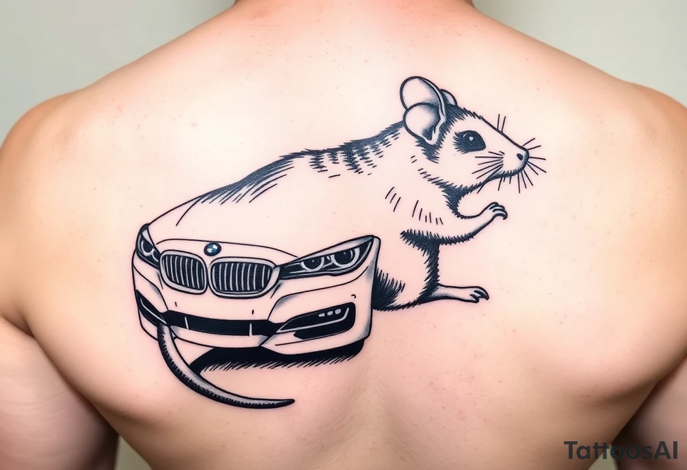 Make ma a mouse driving bmw tattoo idea
