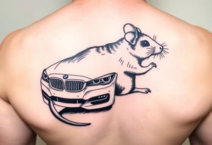 Make ma a mouse driving bmw tattoo idea