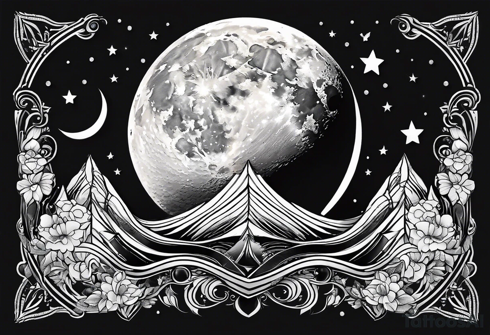 moon and line tattoo idea