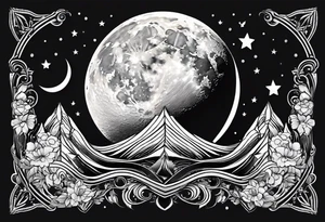 moon and line tattoo idea