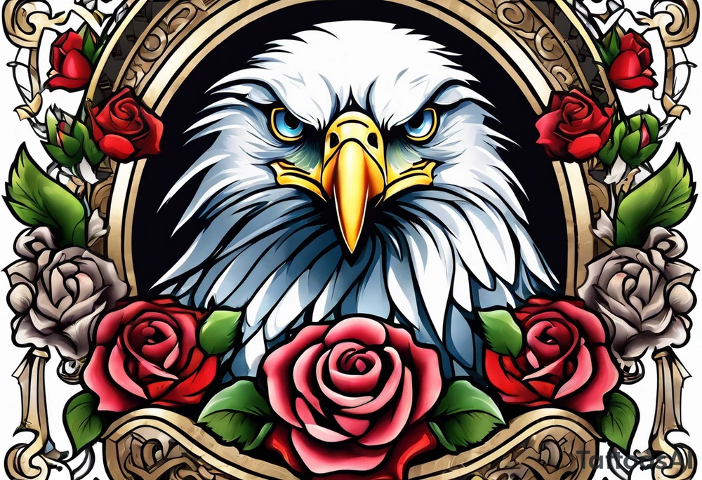 eagle, rose, clock , love tattoo idea