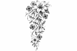 Cascading simple Irish flowers tattoo idea
