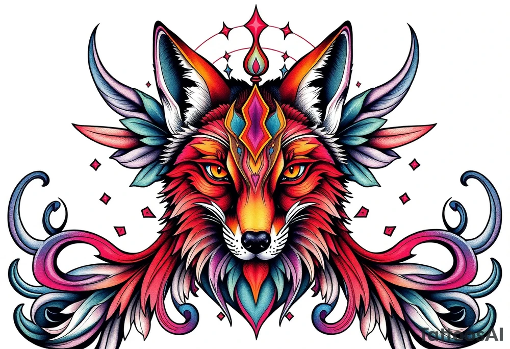symmetrical adult fox tattoo idea
