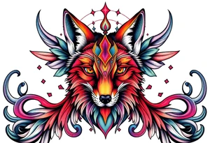 symmetrical adult fox tattoo idea
