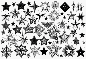 Variety of stars flash sheet tattoo idea