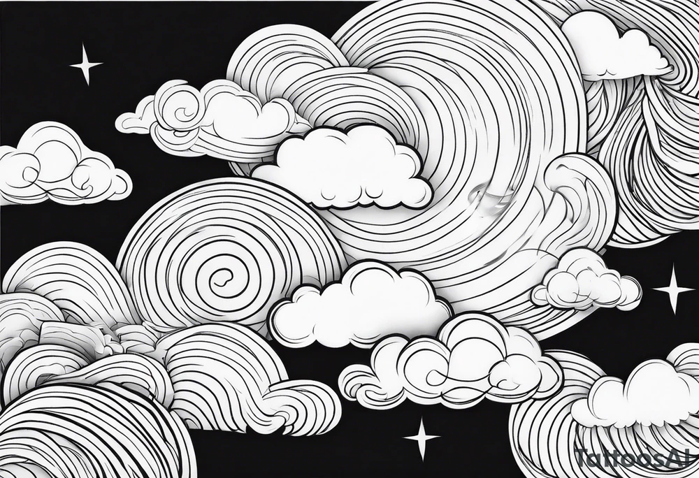 heaven clouds swirl vignette tattoo idea