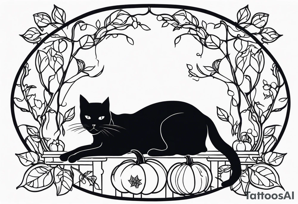 Black cat with a pumpkin tattoo idea