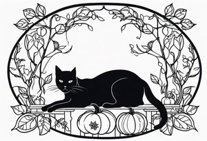 Black cat with a pumpkin tattoo idea