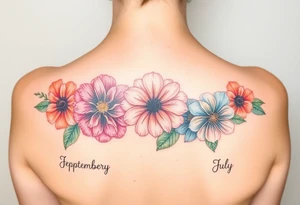birthday month flowers for September January, June, May and July. Do not put months written on it tattoo idea