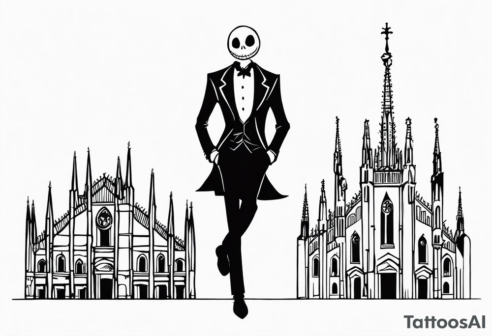 Jack Skellington with duomo milano tattoo idea