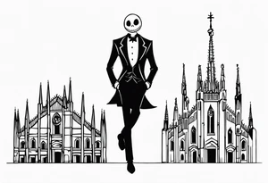 Jack Skellington with duomo milano tattoo idea